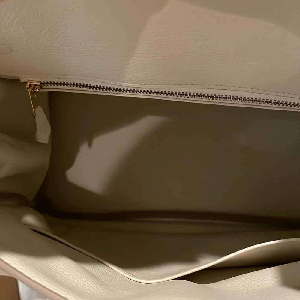 Top Handle Leather Satchel BK Cream White 30cm - Picture 8 of 9